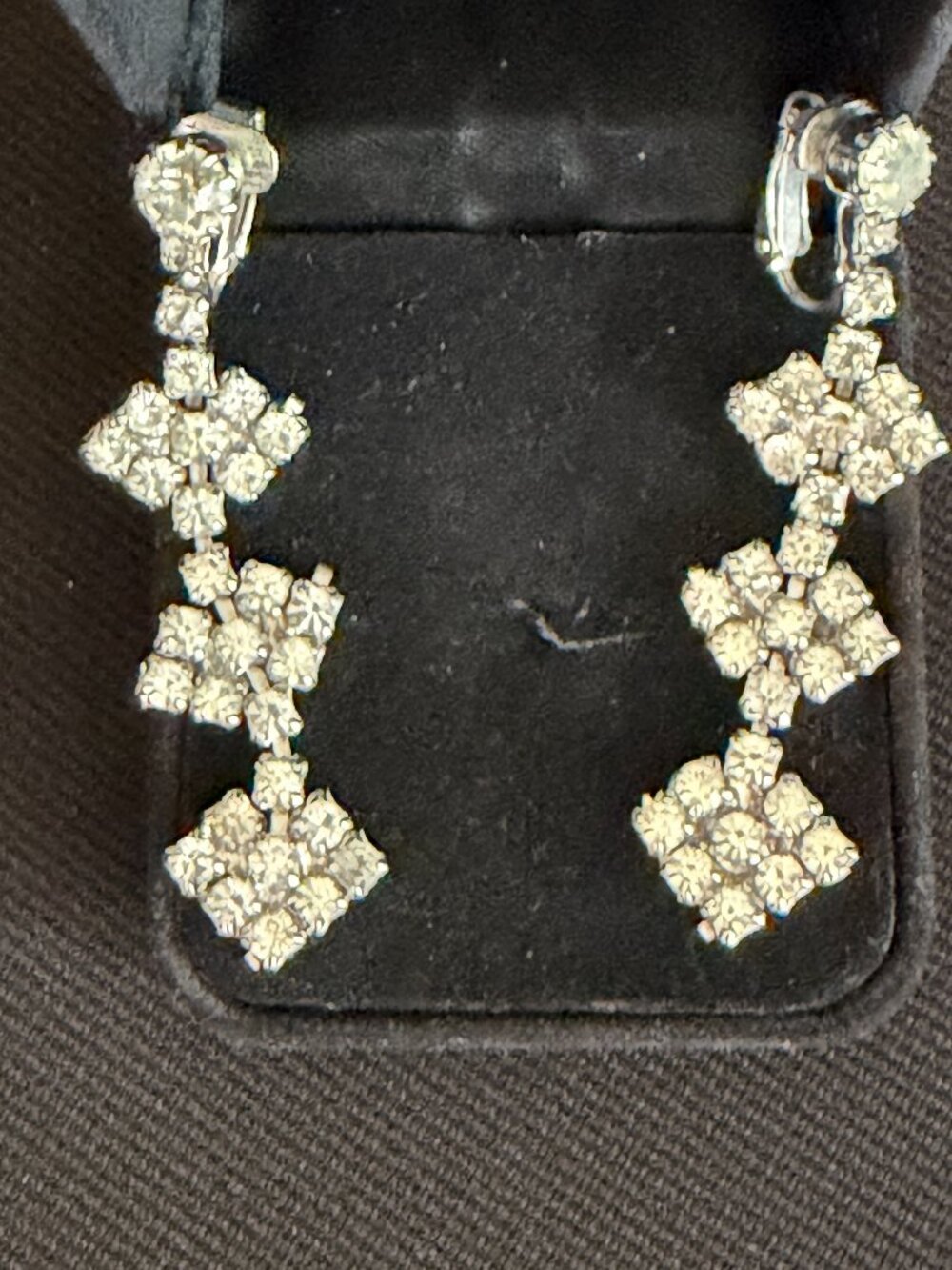1950;s Rhinestone Dangle Eararings Clip Back